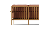 Felloe Loveseat, with arms, in Heritage Rust, rear view, straight on