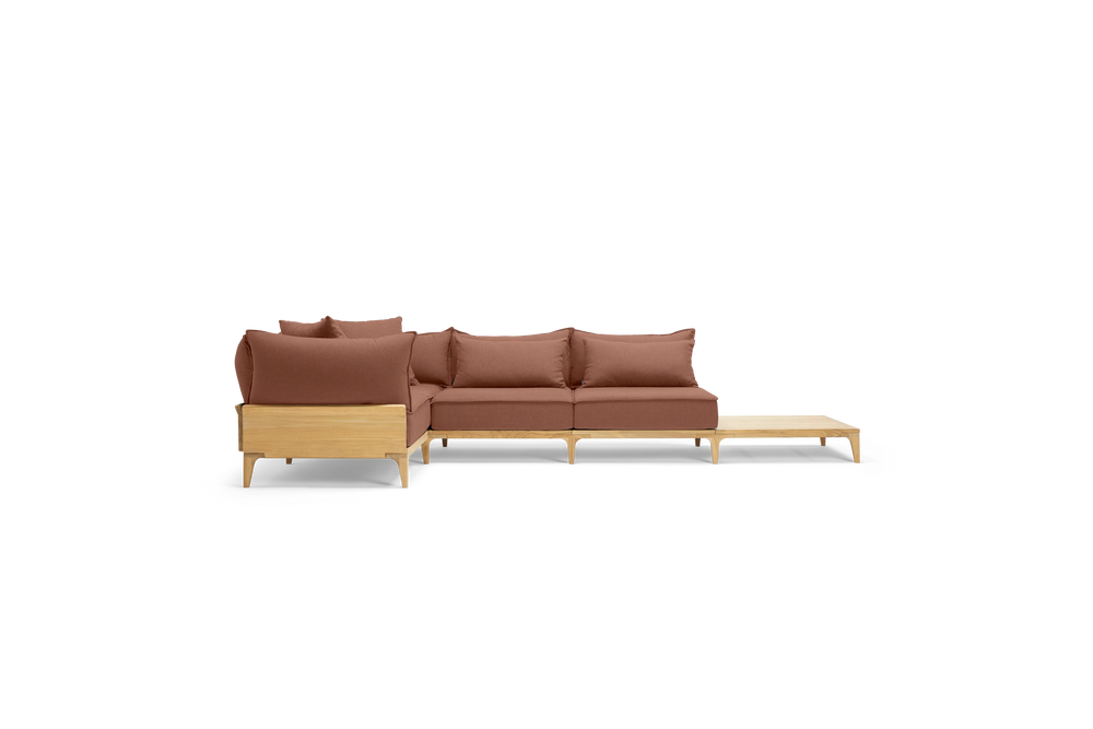 Bluff Sectional with End Table, in Begin Terracotta, front view
