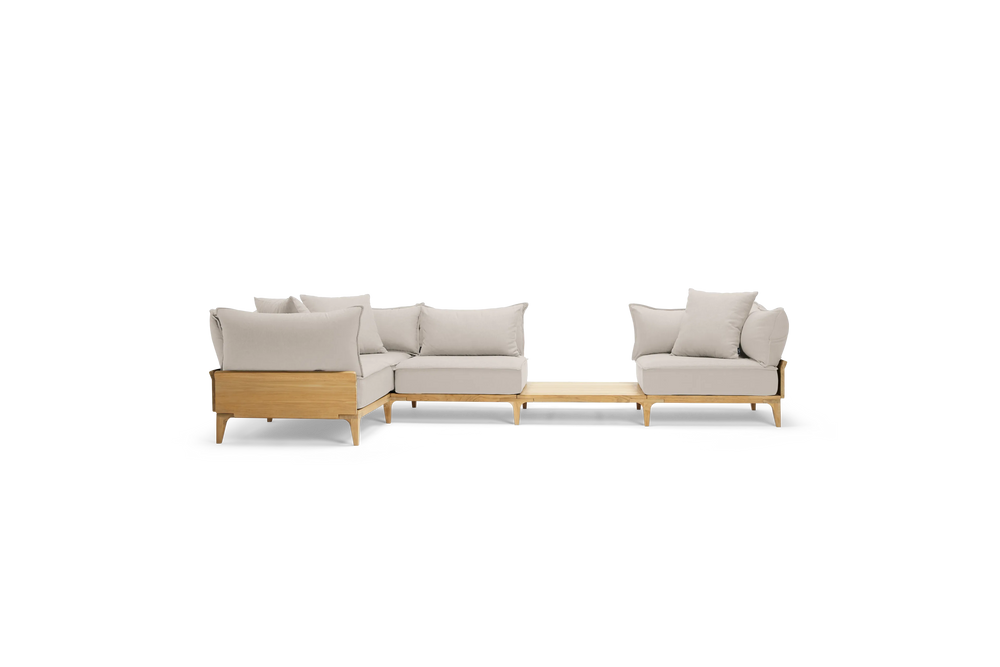 Bluff Sectional with In-line Table, in Parchment, front view