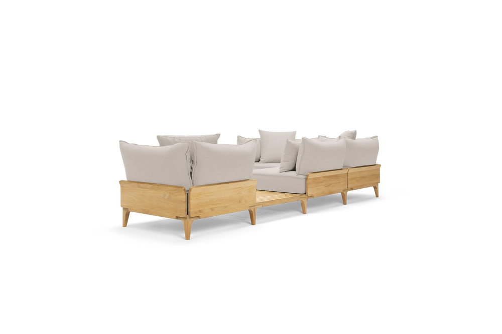 Bluff Sectional with In-line Table, in Parchment, rear view