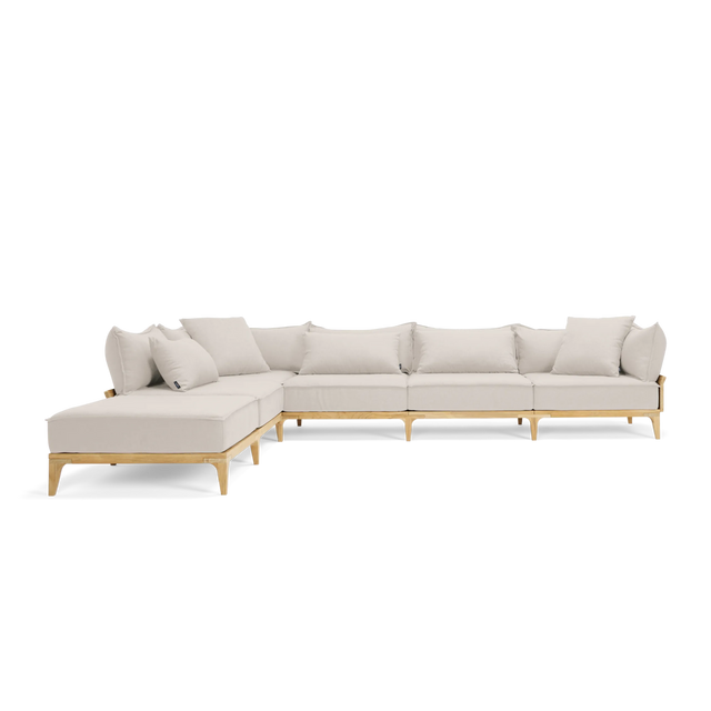 Bluff Chaise Sectional - Sunbrella Huntington Parchment / Five Piece with Chaise