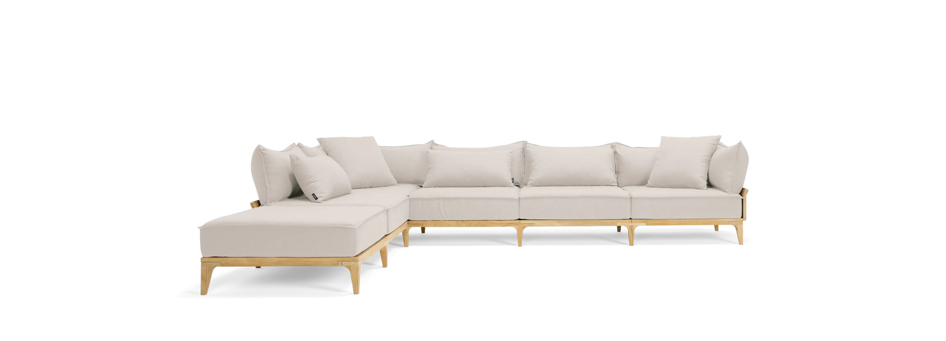 Bluff Chaise Sectional - Sunbrella Huntington Parchment / Five Piece with Chaise