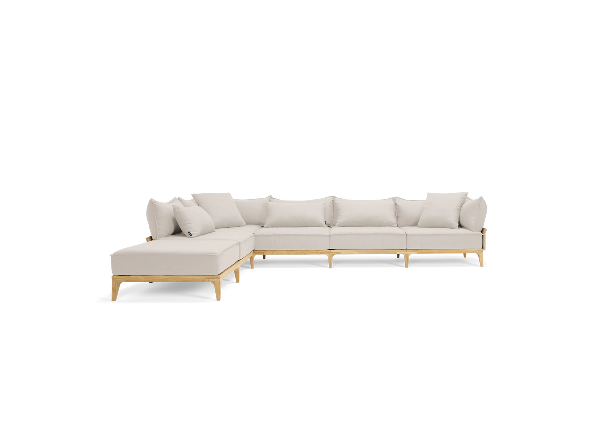 Bluff Chaise Sectional - Sunbrella Huntington Parchment / Five Piece with Chaise