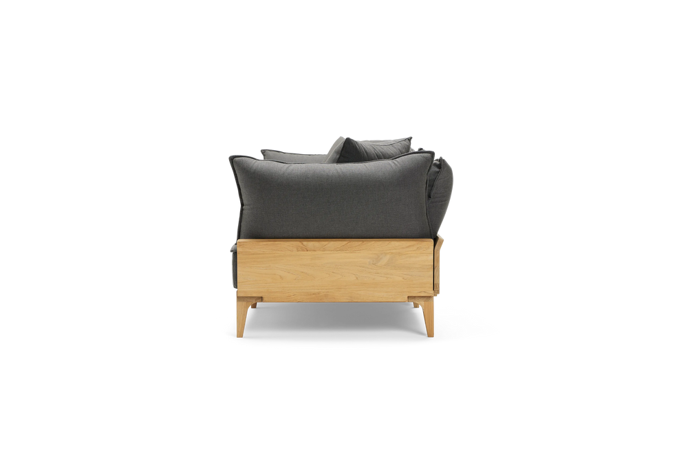 Bluff Sofa with In-line Table, in Graphite, profile view