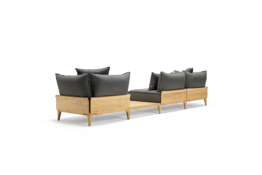 Bluff Sofa with In-line Table, in Graphite, rear view
