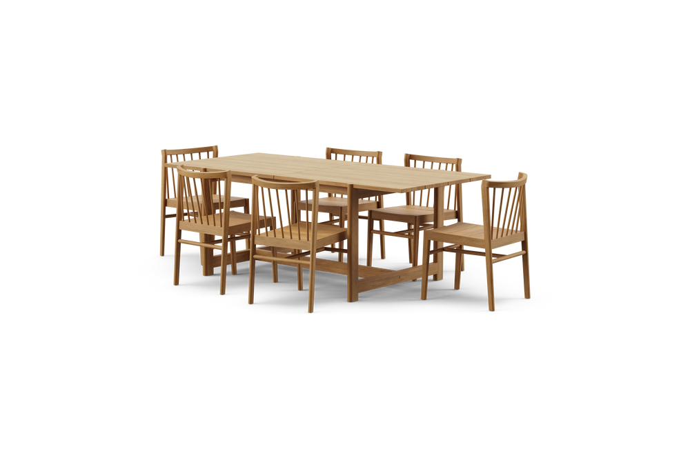 Felloe Dining Set, three-quarter view
