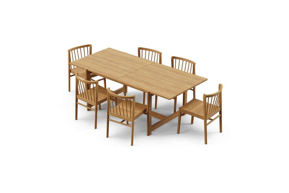 Felloe Dining Set, high three-quarter view