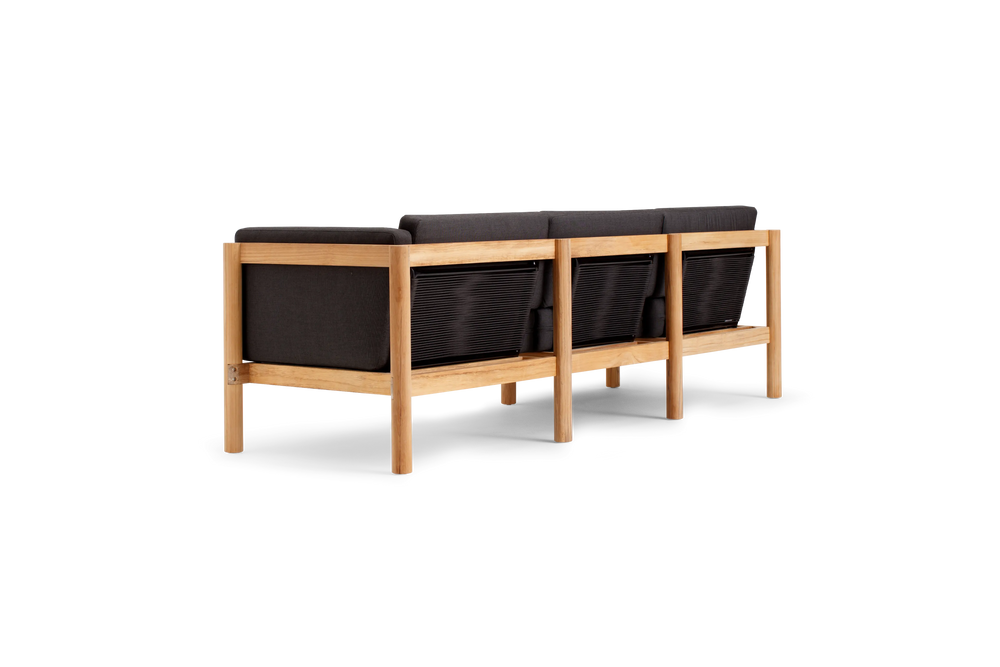 Haven Sofa, with cushion arms, in Coal, rear view