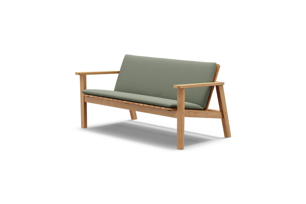 Low Bench Pad, with pad, in Olive, three-quarter view
