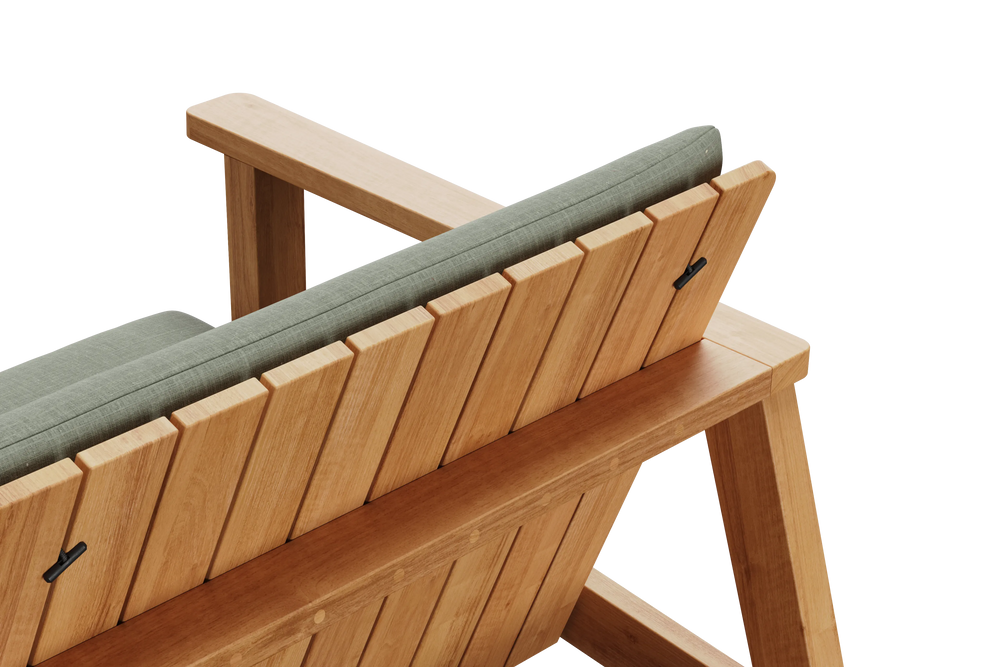Low Bench Pad, with pad, (angle 1), in Olive, rear detail