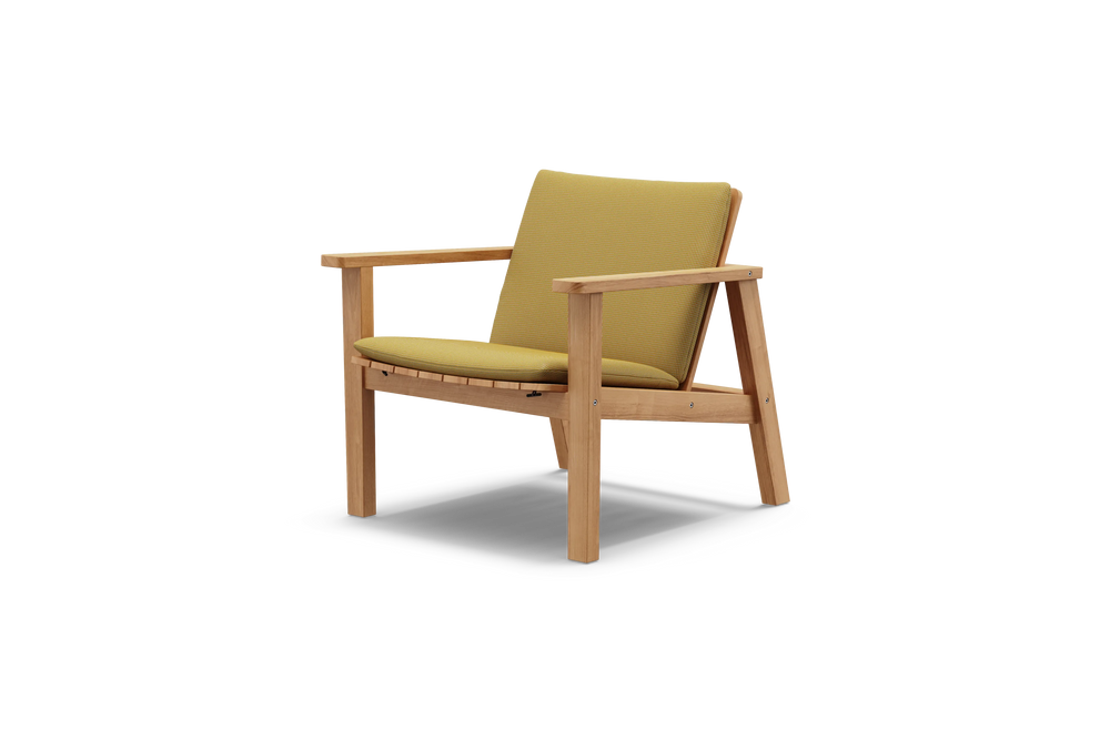 Low Chair Pad, with pad, in Formation Honey, three-quarter view