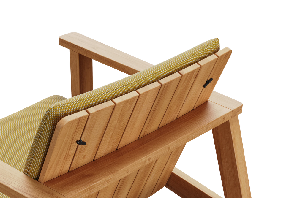 Low Chair Pad, with pad, (angle 1), in Formation Honey, rear detail
