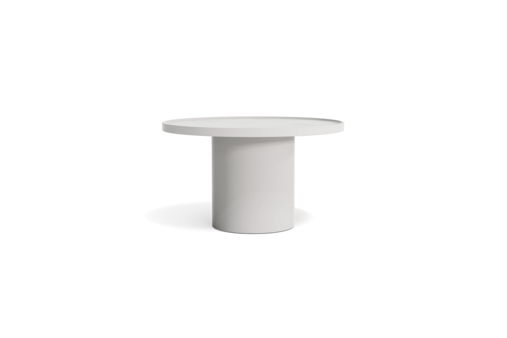 Neighbor Ped Coffee Table in Bone, side profile view