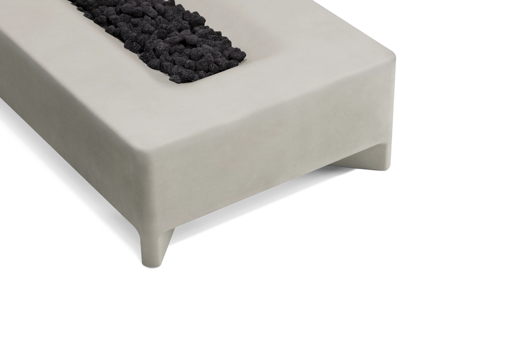 Rook Fire Table - Natural Gas, rectangular, in Stone, top detail view