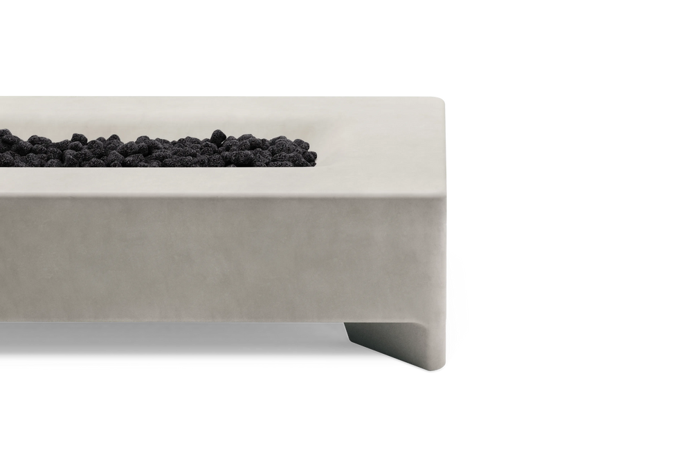 Rook Fire Table - Propane, rectangular, in Stone, side detail view