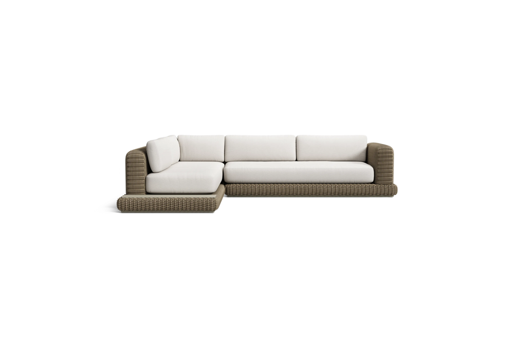 Roundabout Sectional with Side Table, in Natural, front view