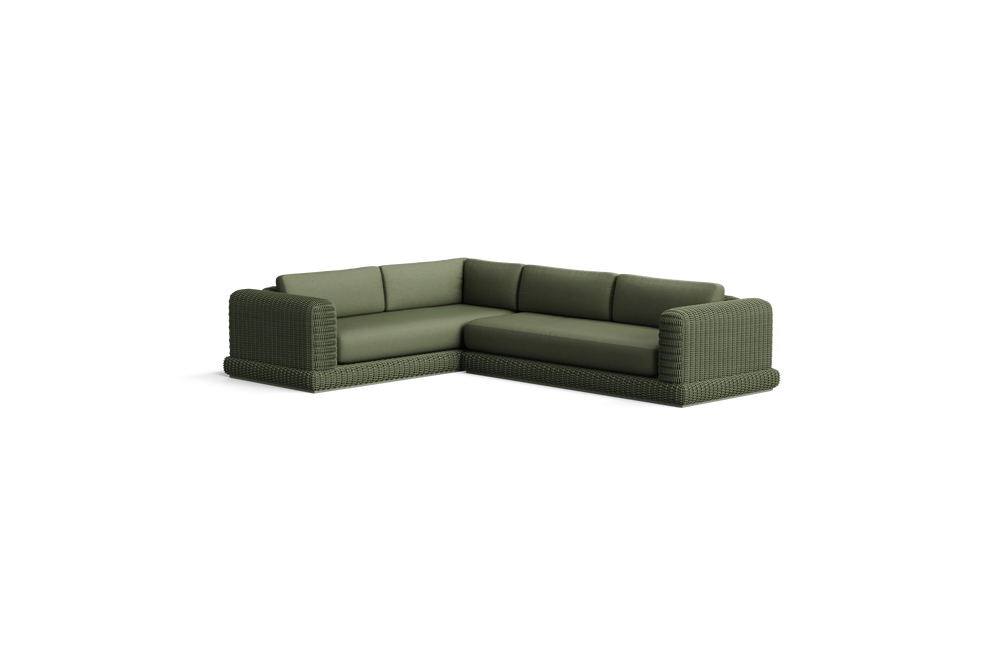 Roundabout Sectional, in Olive, three-quarter view