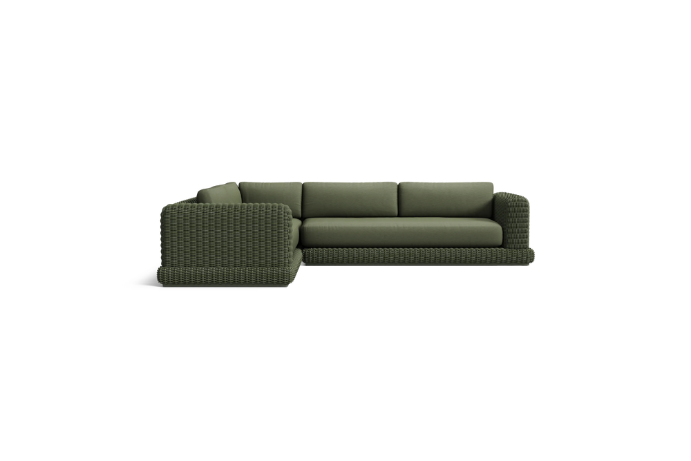 Roundabout Sectional, in Olive, front view