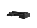 Roundabout Chaise Sectional, left-facing, in Charcoal, three-quarter view