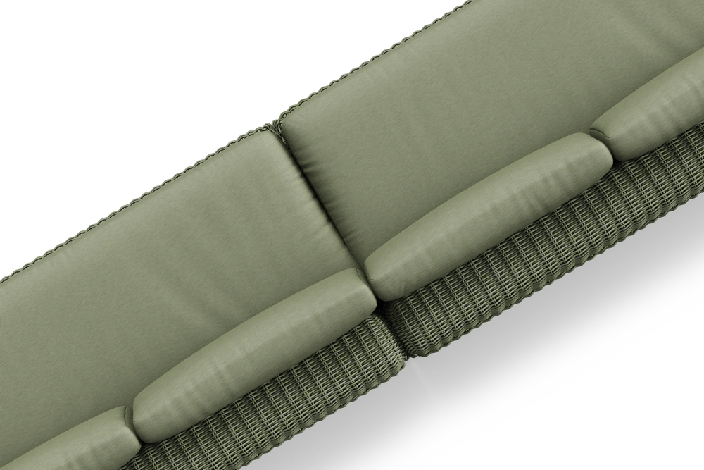 Roundabout Sectional with Side Table, in Olive, overhead detail