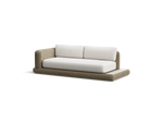 Roundabout Sofa with Side Table, in Natural, three-quarter view