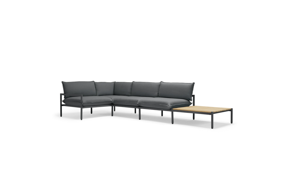 Terra Sectional with large End Table, in Charcoal, three-quarter view