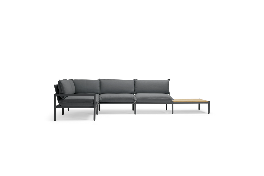 Terra Sectional with large End Table, in Charcoal, front view