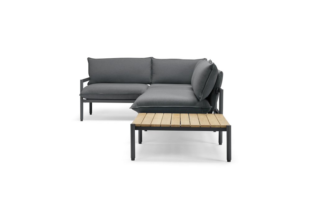 Terra Sectional with large End Table, in Charcoal, profile view