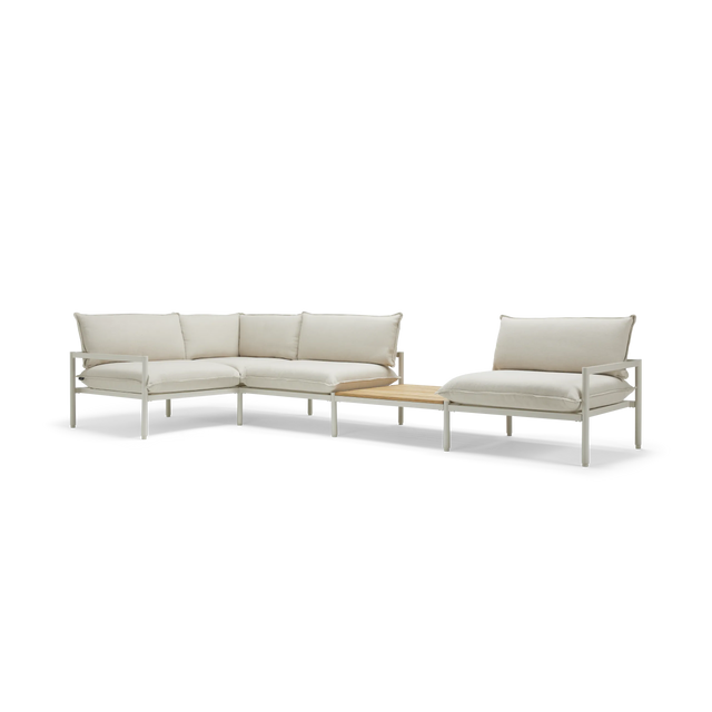 Terra Sectional with In-line Table - Putty | Sunbrella Origin Putty / Four Piece with In-line Table / Table