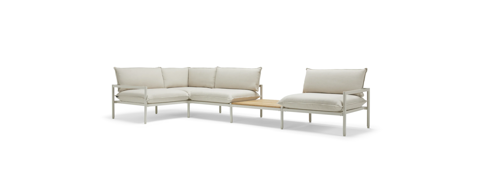 Terra Sectional with In-line Table - Putty | Sunbrella Origin Putty / Four Piece with In-line Table / Table
