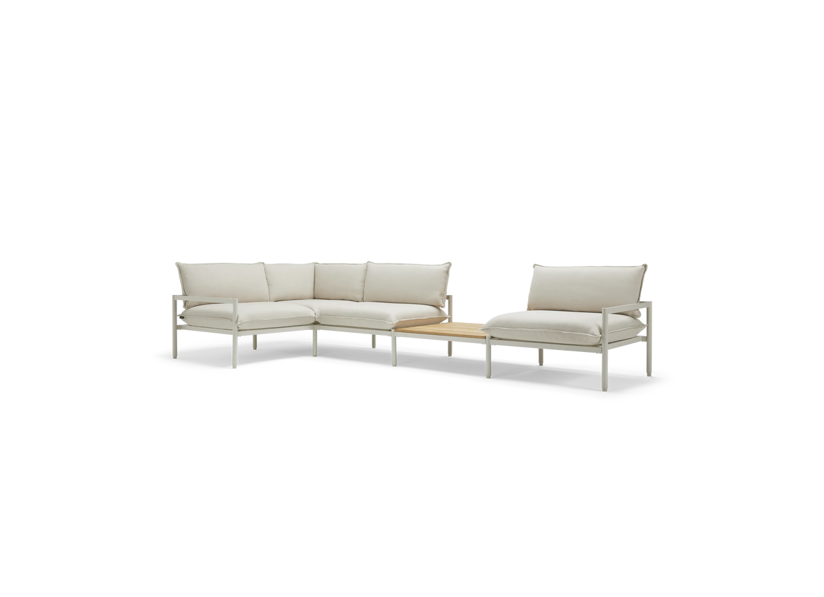 Terra Sectional with In-line Table - Putty | Sunbrella Origin Putty / Four Piece with In-line Table / Table