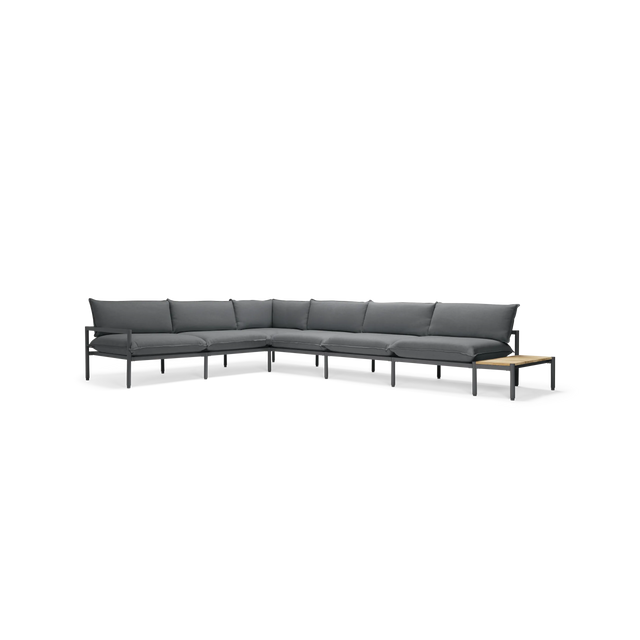 Terra Sectional with End Table - Charcoal | Sunbrella Origin Charcoal / Six Piece with In-line End Table / Half Table