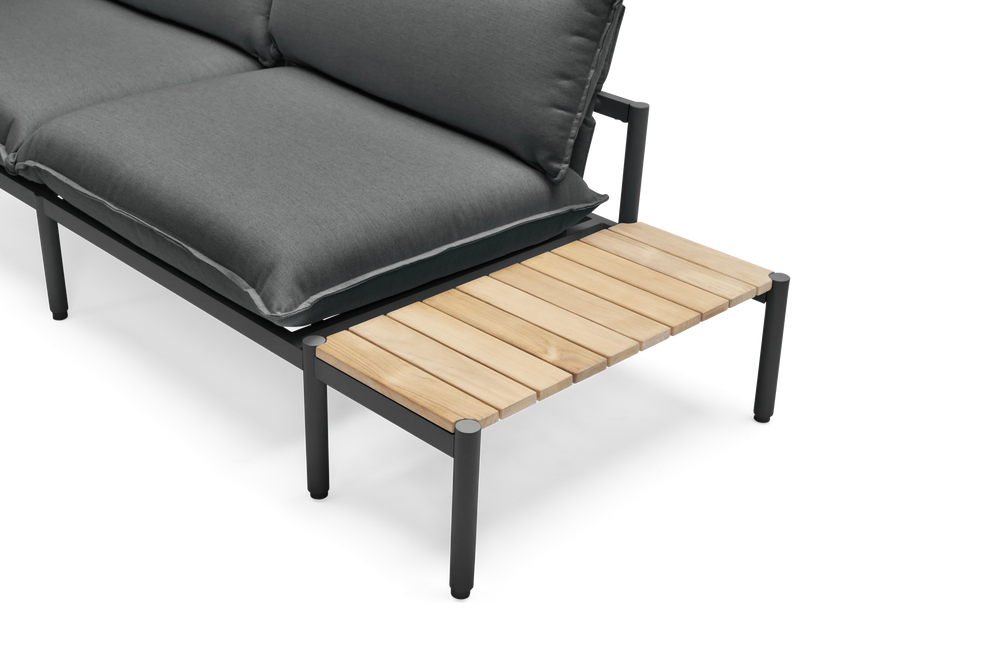 Terra In Line Half Table, small, in Charcoal, three-quarter view