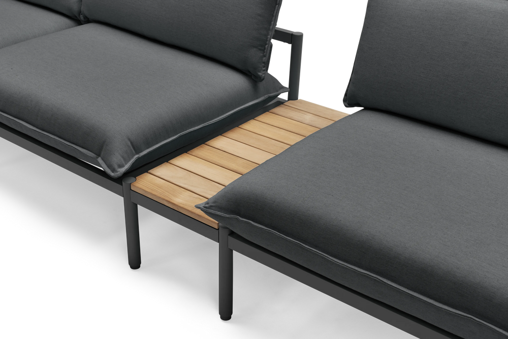 Terra In Line Half Table, small, in Charcoal, three-quarter view