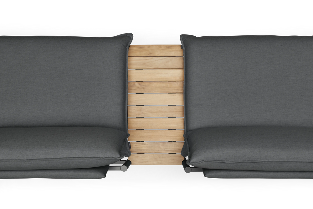 Terra In Line Half Table, small, in Charcoal, overhead view
