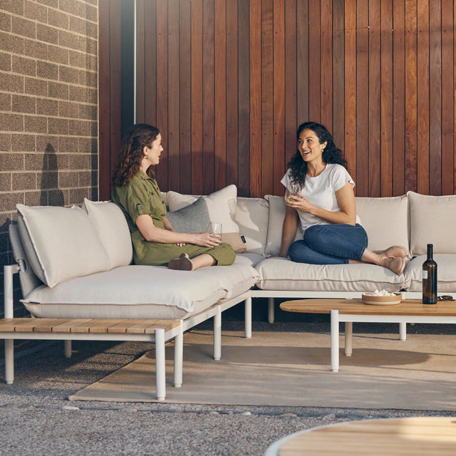 Terra Sectional with End Table - Olive | Sunbrella Origin Leaf / Four Piece with In-line End Table / Table, alternate view