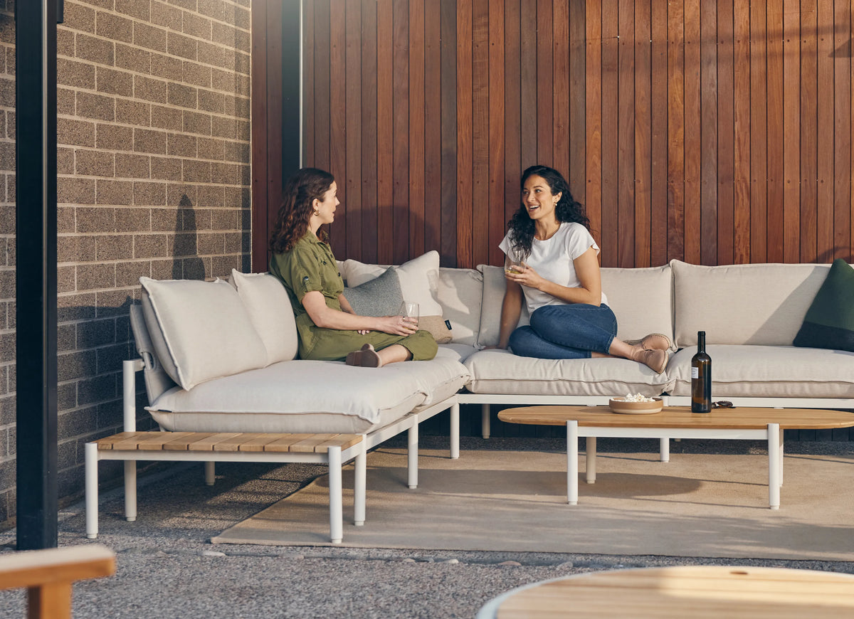 Terra Sectional with End Table - Olive | Sunbrella Origin Leaf / Four Piece with In-line End Table / Table, alternate view