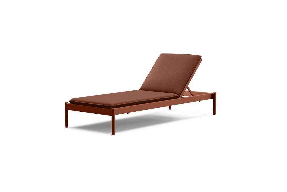 Terra Sun Lounger, in Rust, three-quarter view