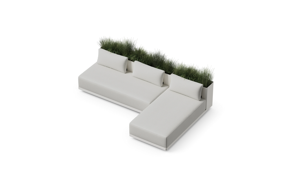 Workaround Chaise Sofa – White | Sunbrella Nurture Pebble / Planter – image 5