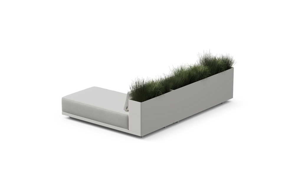 Workaround Chaise Sofa – White | Sunbrella Nurture Pebble / Planter – image 3