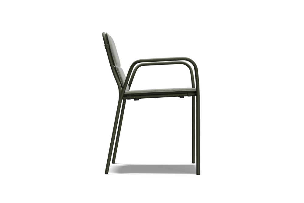 XY Dining Chair (Set of 2), with arm, in Olive, profile view