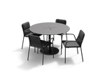 XY Dining Set, with arm, in Charcoal, three-quarter view