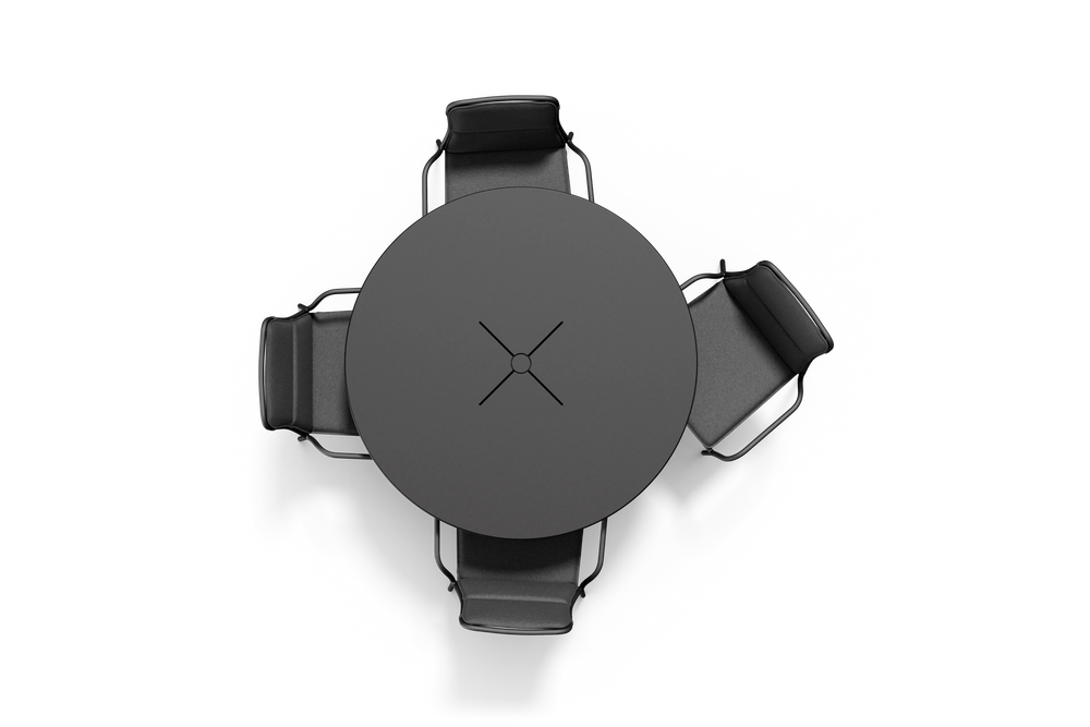 XY Dining Set, with arm, in Charcoal, overhead view