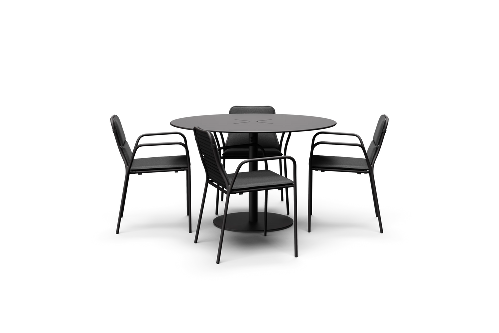 XY Dining Set, with arm, in Charcoal, profile view