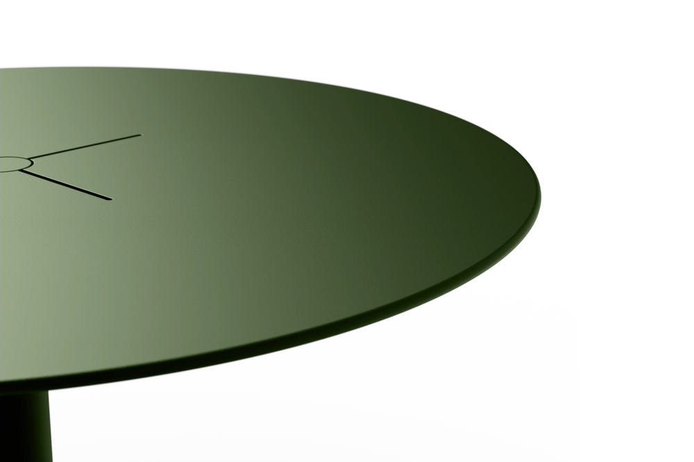 XY Round Dining Table, in Olive, edge detail view