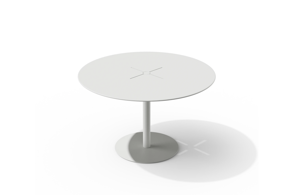 XY Round Dining Table, in White, front view