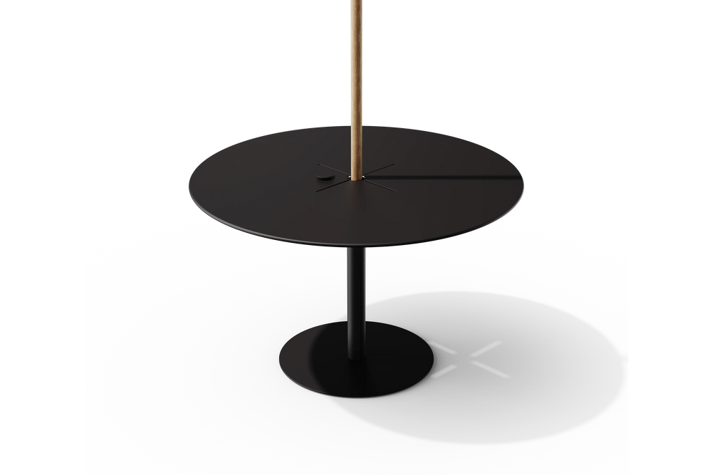 XY Round Dining Table, with umbrella hole, in Charcoal