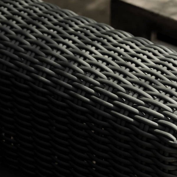 Close-up of a textured black surface with a woven pattern