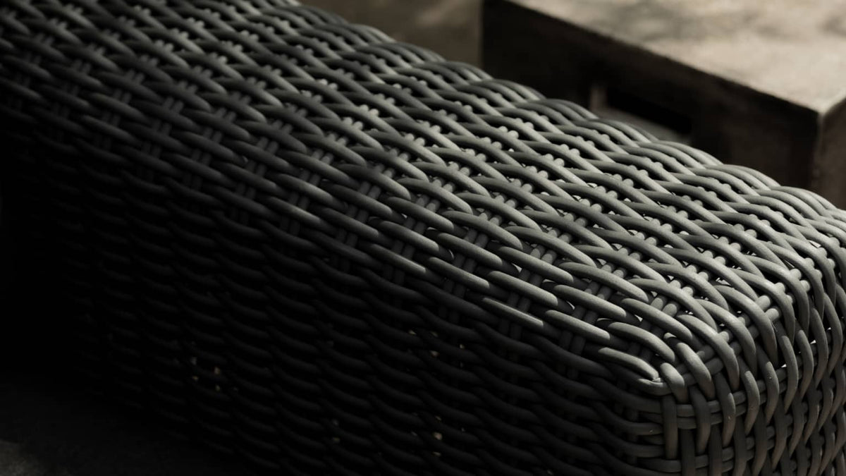 Close-up of a textured black surface with a woven pattern